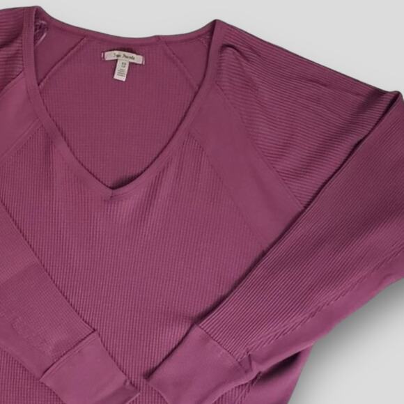 NWT FREE PEOPLE SANTA CLARA BOHO WESTERN COTTON WAFFLE THERMAL MULBERRY MEDIUM - Picture 5 of 8